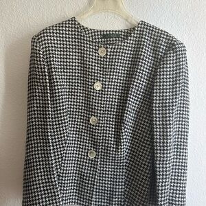 Lauren Ralph Lauren Black and White Houndstooth Blazer